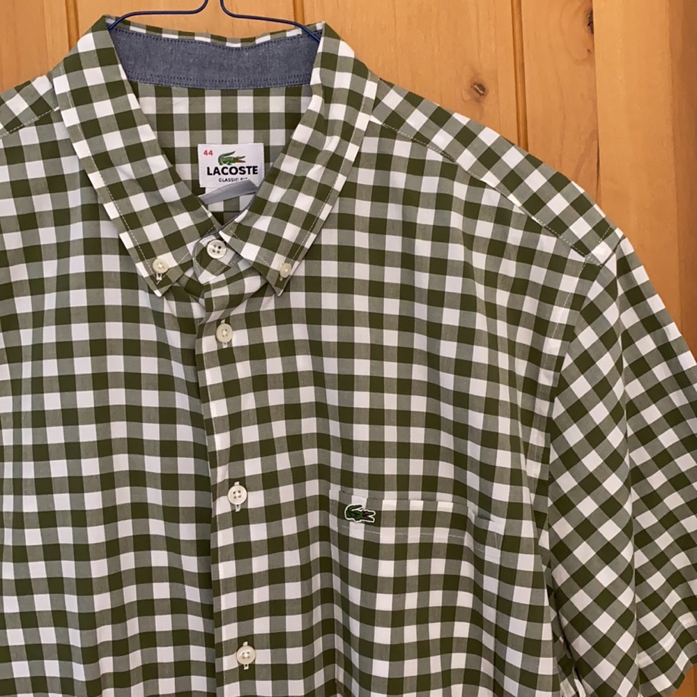 Lacoste short sleeve checkered gingham shirt
